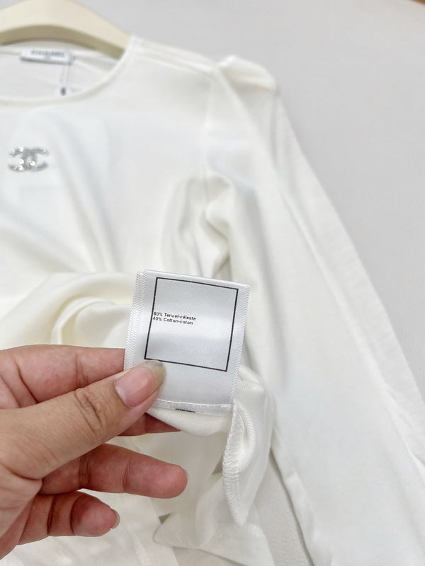 CC 25 Long sleeve T-shirt White And Black Tencel 385T2