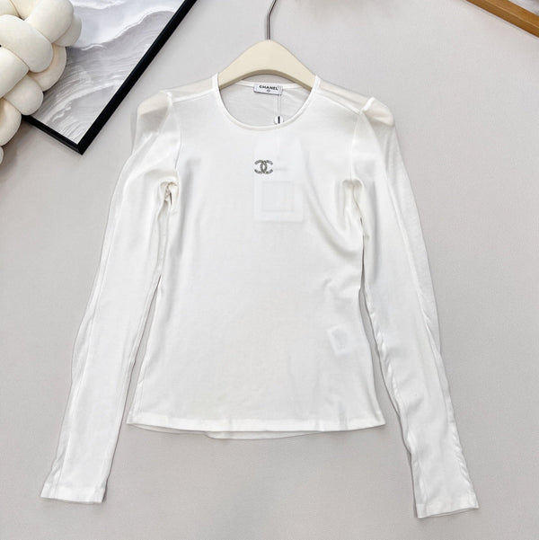 CC 25 Long sleeve T-shirt White And Black Tencel 385T2