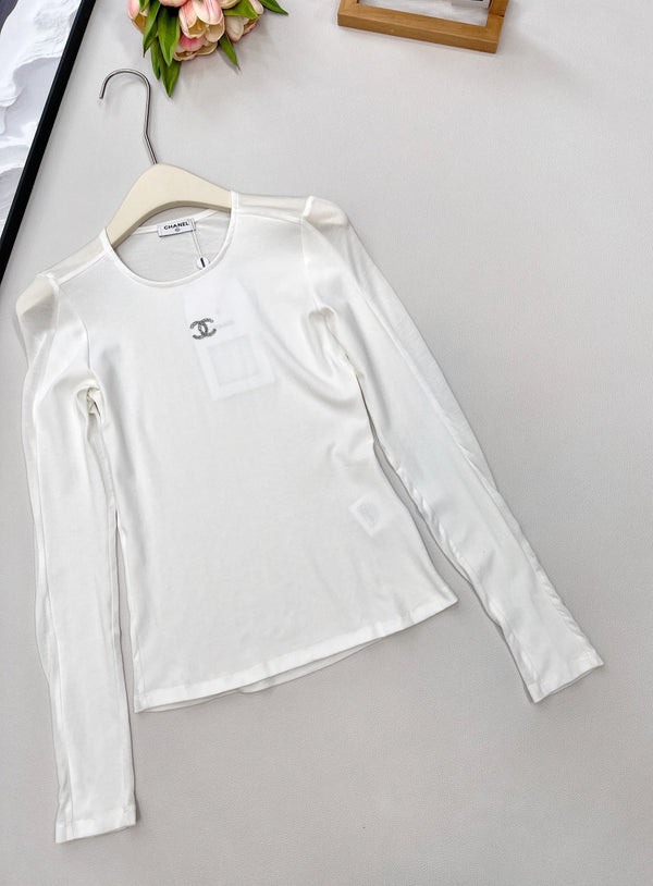 CC 25 Long sleeve T-shirt White And Black Tencel 385T2