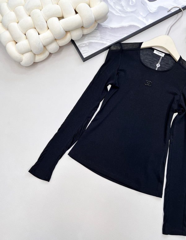 CC 25 Long sleeve T-shirt White And Black Tencel 385T2