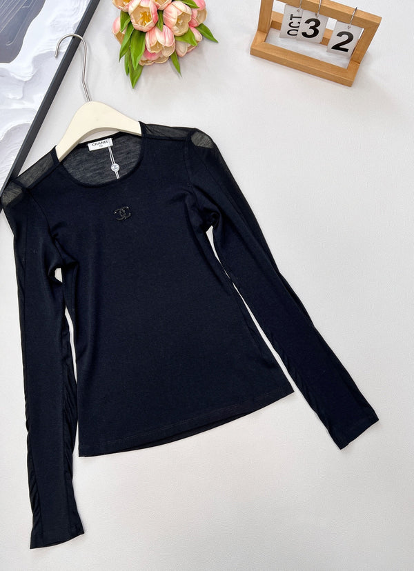 CC 25 Long sleeve T-shirt White And Black Tencel 385T2