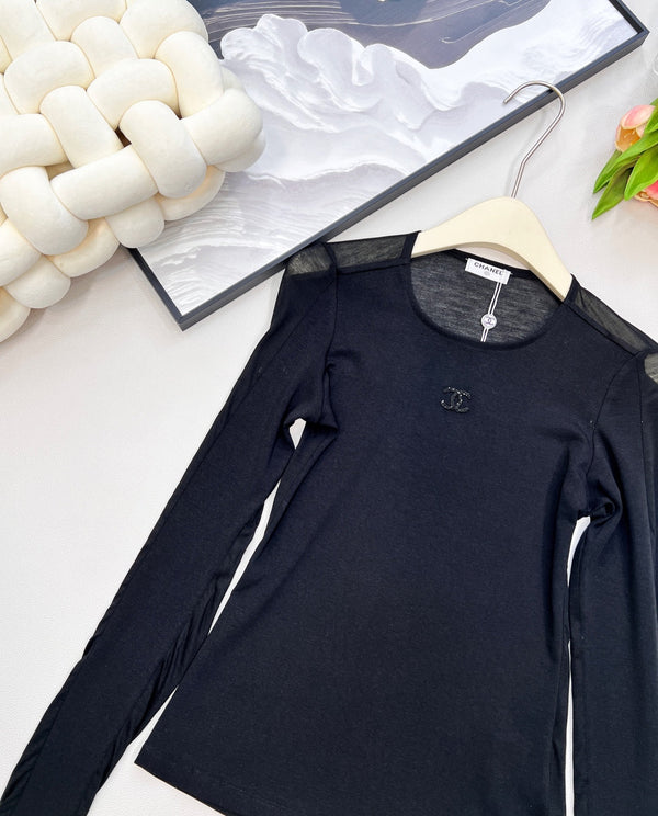 CC 25 Long sleeve T-shirt White And Black Tencel 385T2