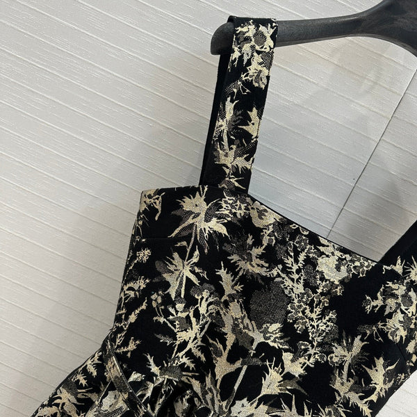 CD 25 Abito stampato in tessuto jacquard nero oro