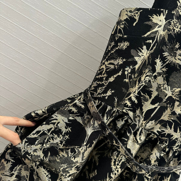 CD 25 Abito stampato in tessuto jacquard nero oro