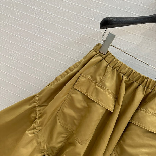 Prada 2025 Long Skirt Khaki Polyester