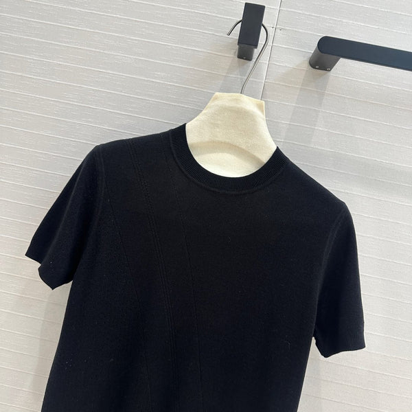 Maglia a maniche corte in maglia cava Hm 25, cotone Tencel nero