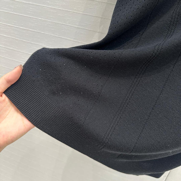 Maglia a maniche corte in maglia cava Hm 25, cotone Tencel nero