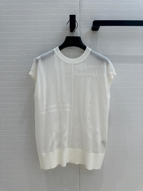 Hm 25 Short-sleeved Sweater White Mesh Polyester