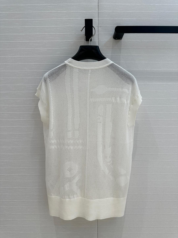 Hm 25 Short-sleeved Sweater White Mesh Polyester