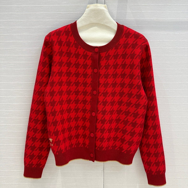 CD 25 Knitted Cardigan Red Wool Cashmere