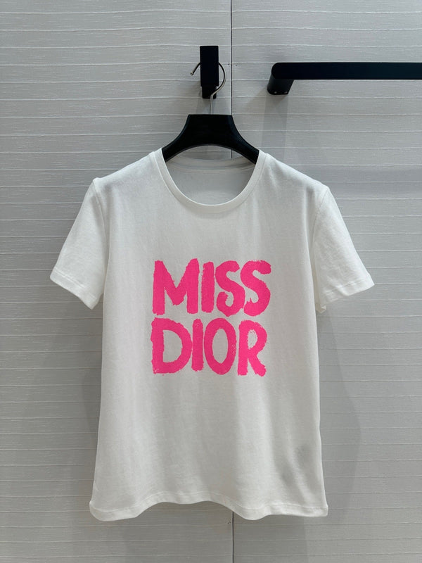 CD 25 Miss Dior T-shirt White Pink Cotton