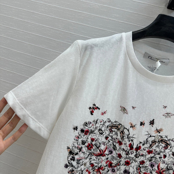 CD Heart T-shirt White Cotton Polyester