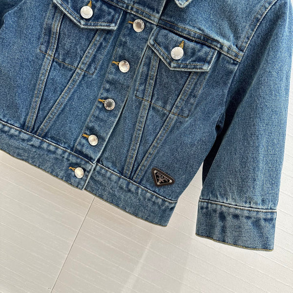 Prada Short Denim Jacket Blue Cotton