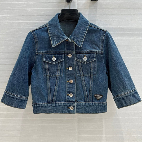 Prada Short Denim Jacket Blue Cotton