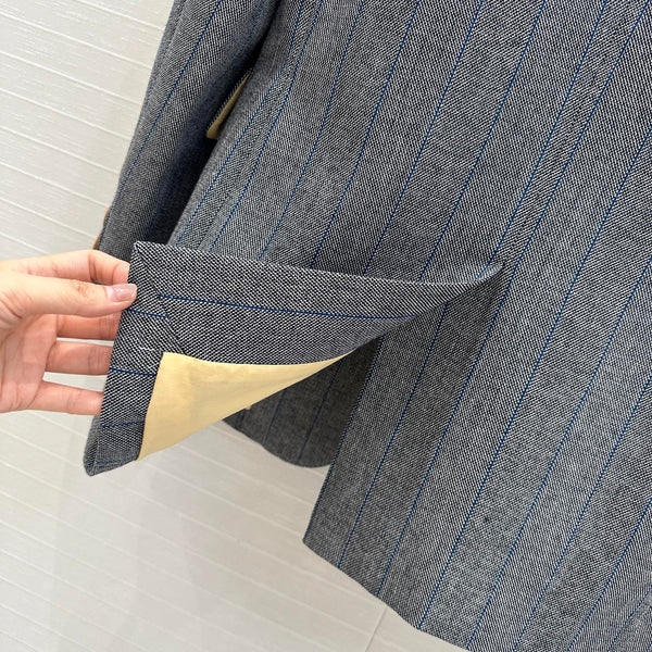 Prada 25 Striped Vest Suit Gray Wool Polyester