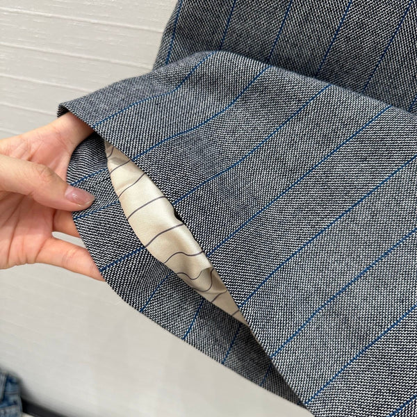 Prada Striped Vest Dress Gray Wool Polyester