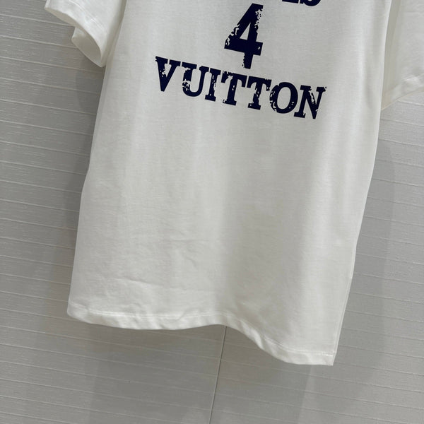LV T Shirt White Blue Cotton