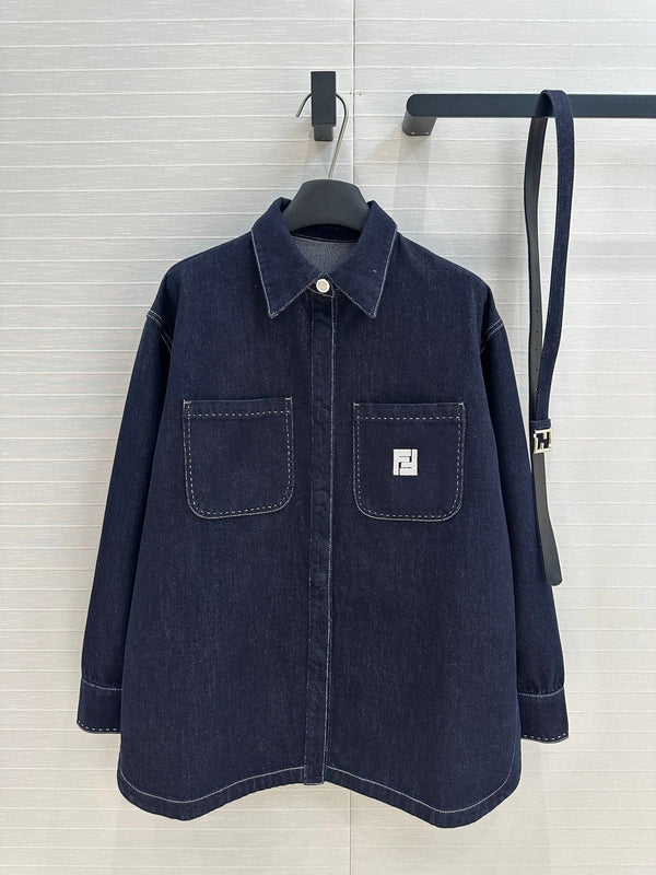 Fendi 25 Denim Jacket Dark Blue Cotton