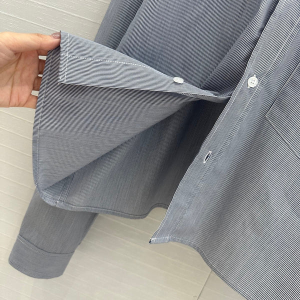 Celine 25 Striped Short Shirt Blue Cotton