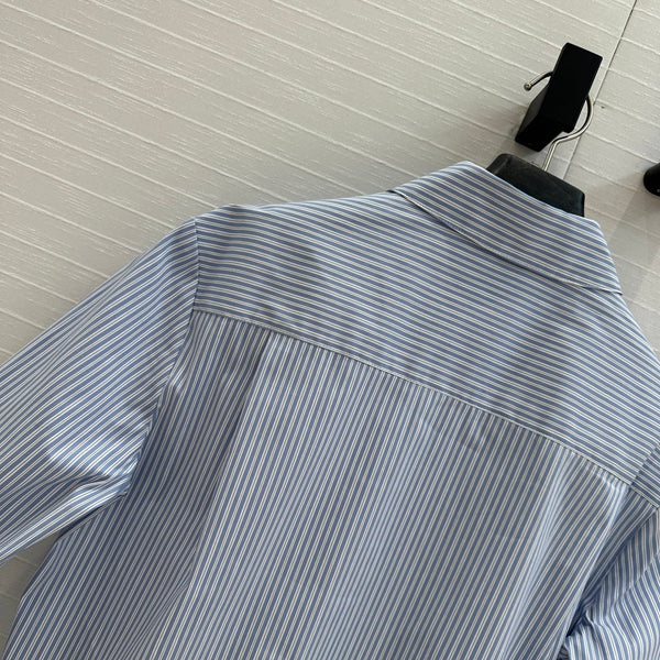 Miu Miu 25 Striped Shirt Sky Blue cotton
