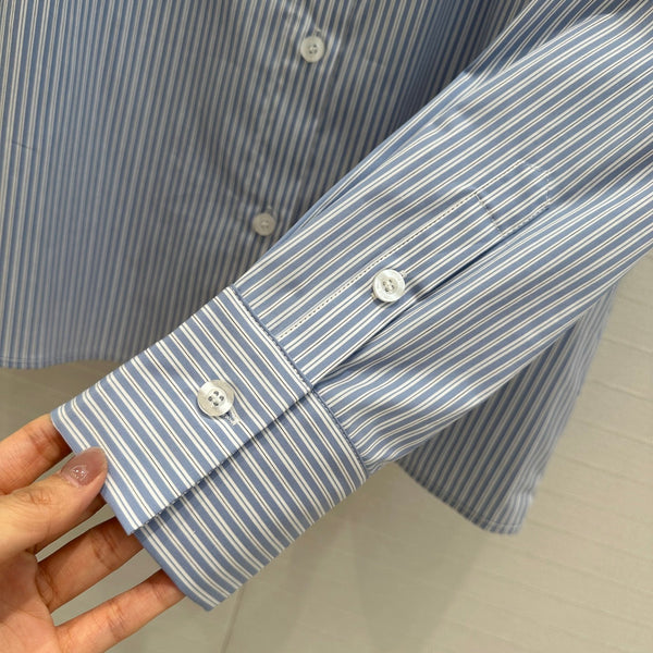 Miu Miu 25 Striped Shirt Sky Blue cotton