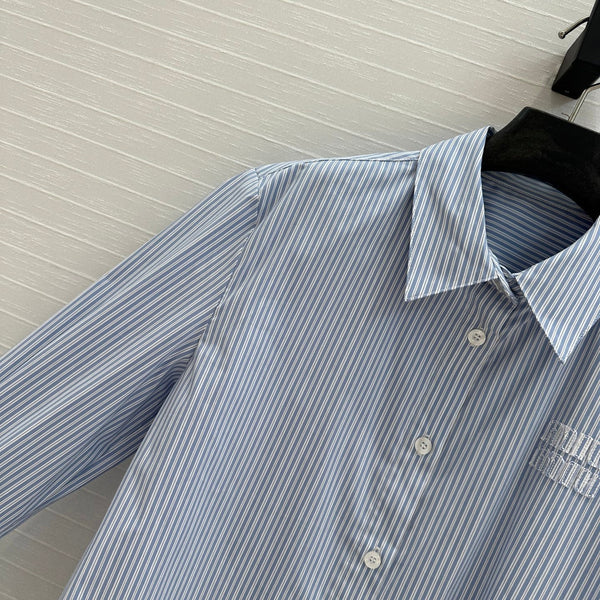 Miu Miu 25 Striped Shirt Sky Blue cotton