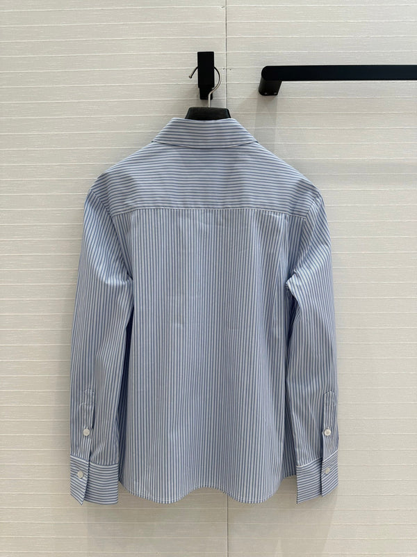Miu Miu 25 Striped Shirt Sky Blue cotton