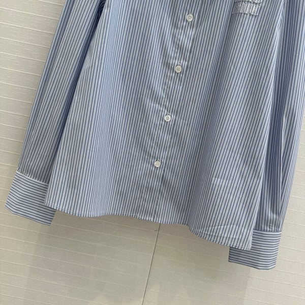 Miu Miu 25 Striped Shirt Sky Blue cotton