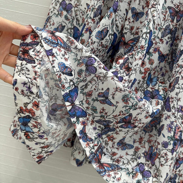 CD 2025 Butterfly Printed Long Skirt Multicolor Cotton