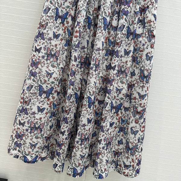 CD 2025 Butterfly Printed Long Skirt Multicolor Cotton