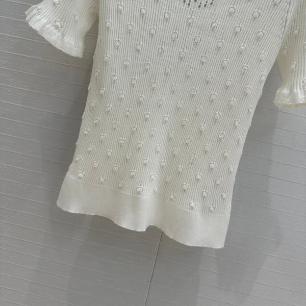 CC 25 Hollow Knitted T-shirt White cotton