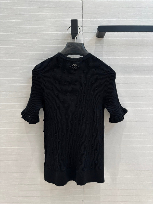 CC 25 Hollow Knitted T-shirt Black cotton