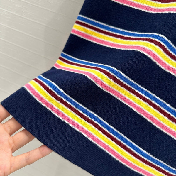 Prada 2025 Striped T-shirt Navy Blue mix colors Cotton