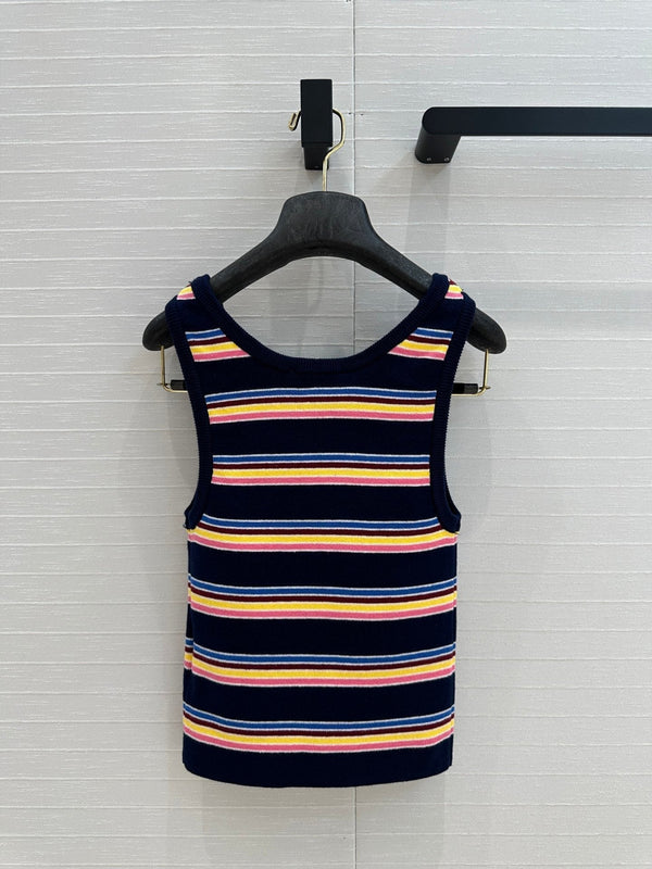 Prada 2025 Striped Vest Navy Blue mix colors Cotton