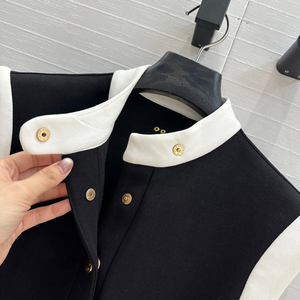 LV 25 Princess Seams Vest Black Polyester Cotton