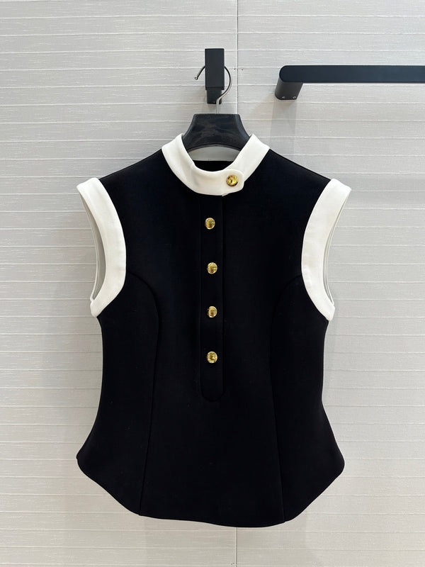 LV 25 Princess Seams Vest Black Polyester Cotton