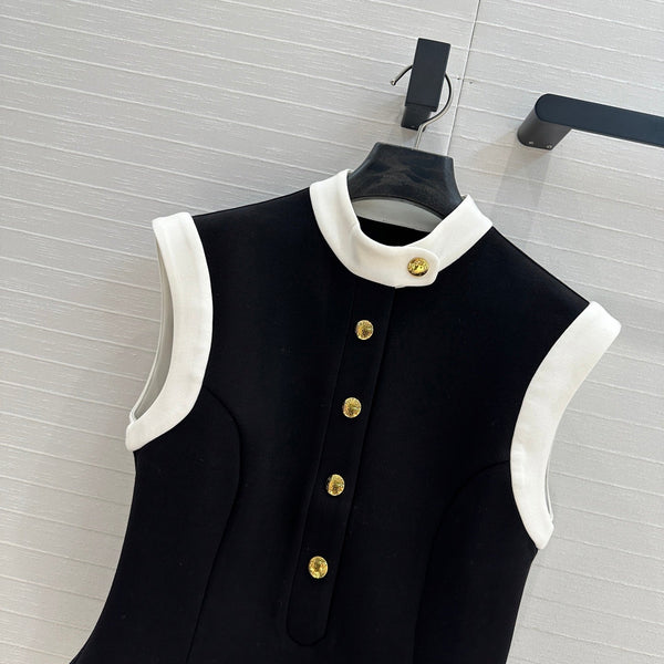 LV 25 Princess Seams Vest Black Polyester Cotton