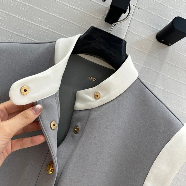 LV 25 Gilet con cuciture principessa grigio poliestere cotone