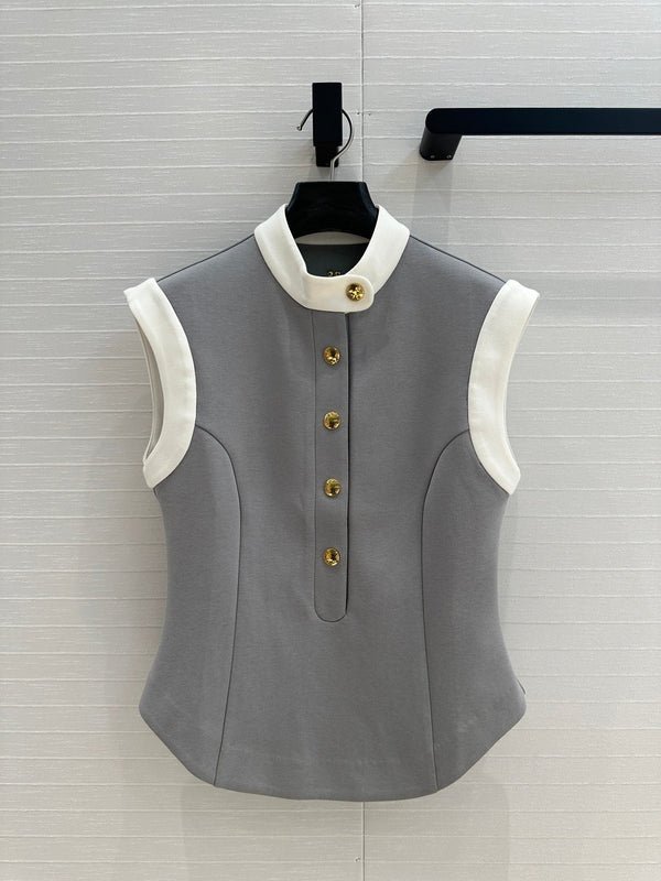 LV 25 Princess Seams Vest Grey Polyester Cotton