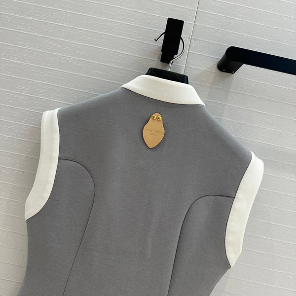 LV 25 Gilet con cuciture principessa grigio poliestere cotone
