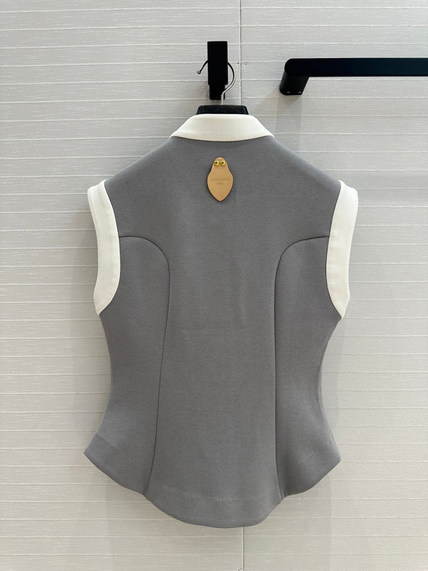 LV 25 Gilet con cuciture principessa grigio poliestere cotone
