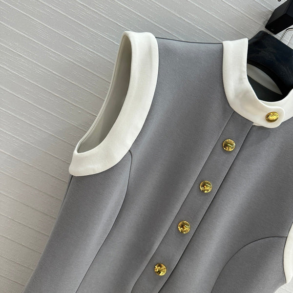 LV 25 Abito con cuciture da principessa in poliestere e cotone grigio