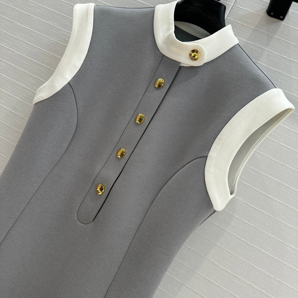 LV 25 Abito con cuciture da principessa in poliestere e cotone grigio