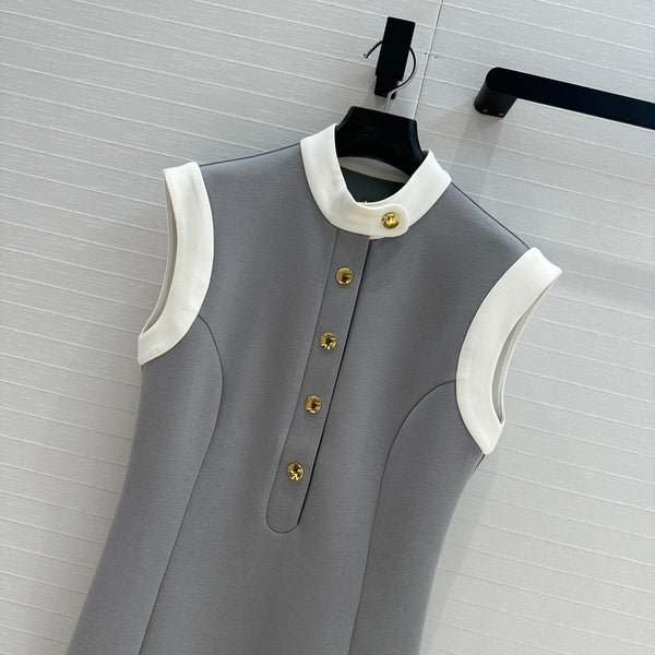 LV 25 Abito con cuciture da principessa in poliestere e cotone grigio