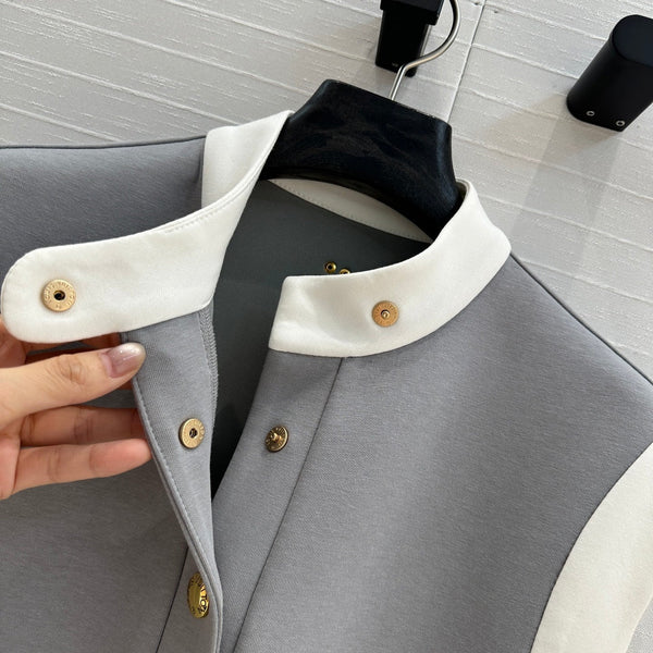 LV 25 Abito con cuciture da principessa in poliestere e cotone grigio