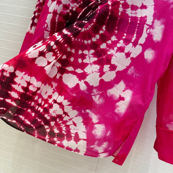 CD 25 Dopamine Dye Pattern Long-sleeved T-Shirt Pink Cotton