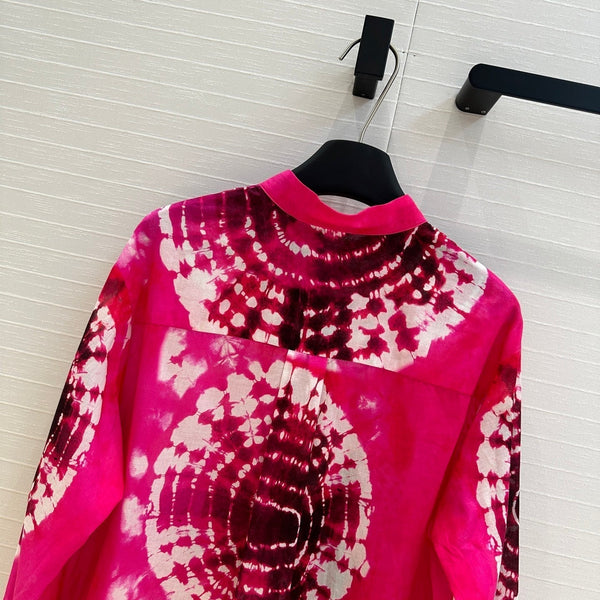 CD 25 Dopamine Dye Pattern Long-sleeved T-Shirt Pink Cotton
