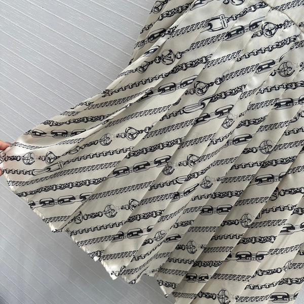 LV 25 Monogram Print Dress Beige Black Polyester