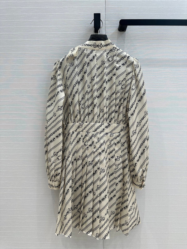 LV 25 Monogram Print Dress Beige Black Polyester