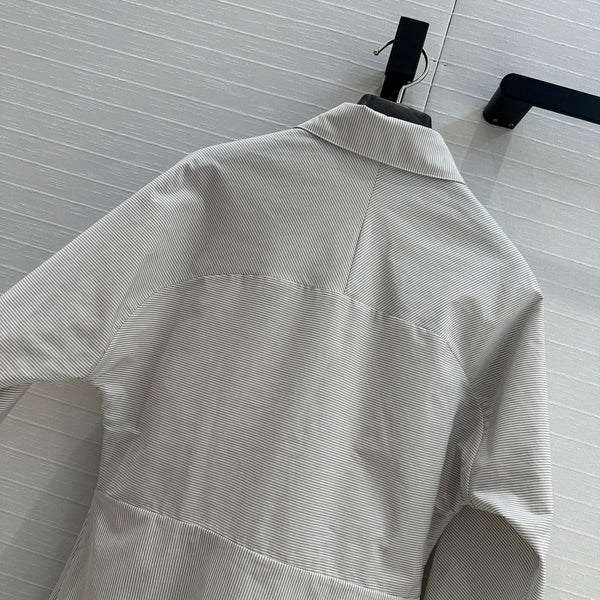 Fendi 25 Patchwork Waist Shirt Light Gray Cotton